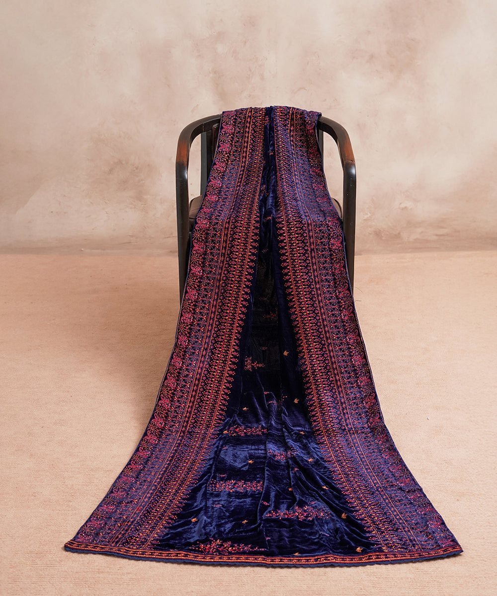 Women Embroidered Velvet Shawl | SHV-788