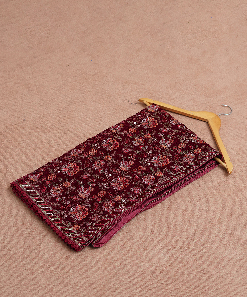 Women Embroidered Velvet Shawl | SHV-783
