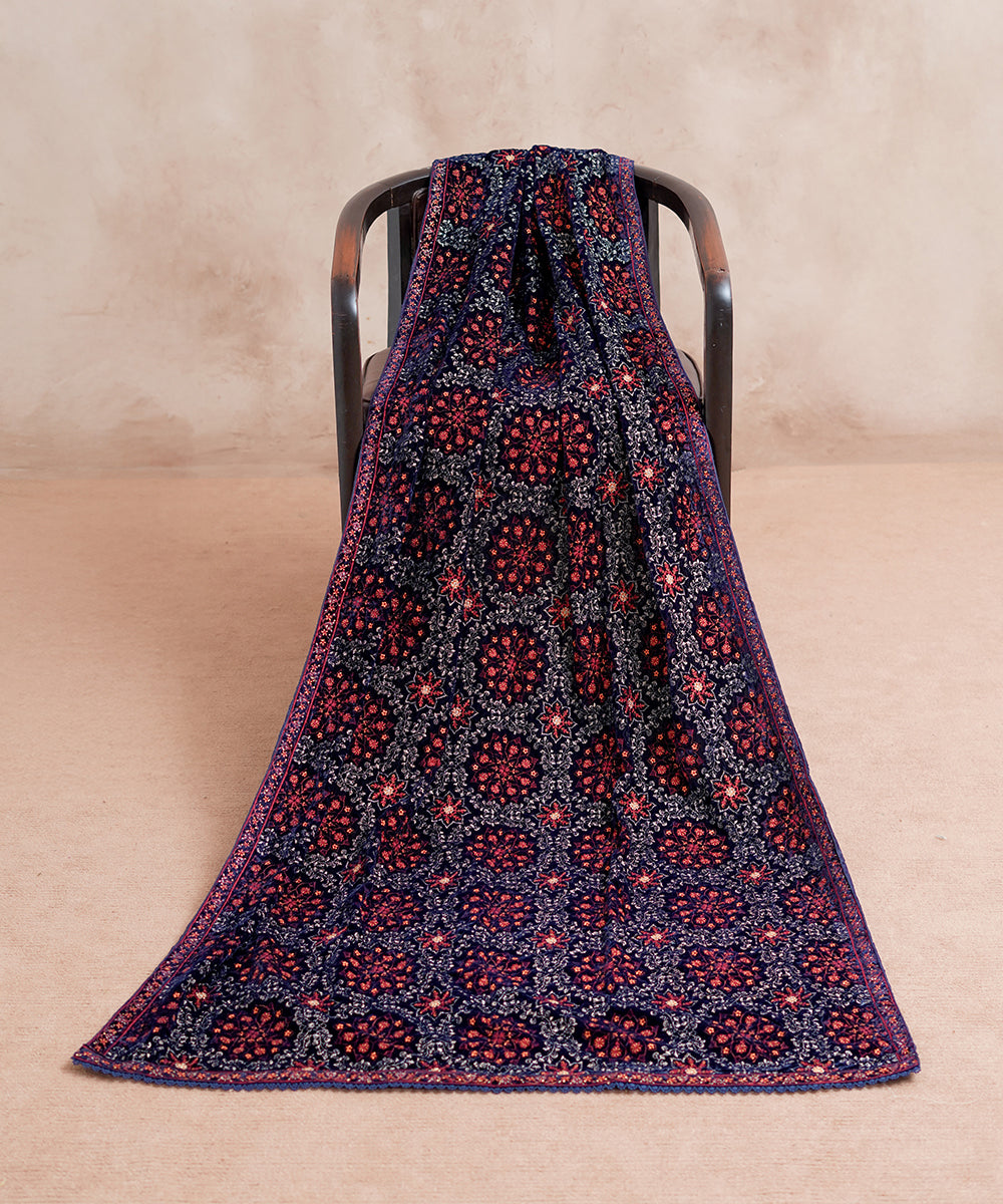 Women Embroidered Velvet Shawl | SHV-789