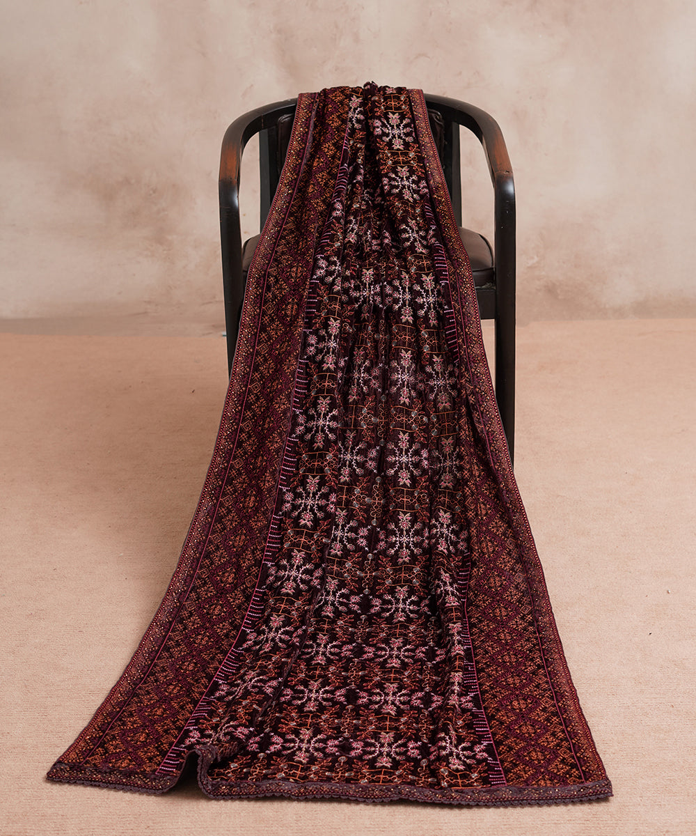 Women Embroidered Velvet Shawl | SHV-787