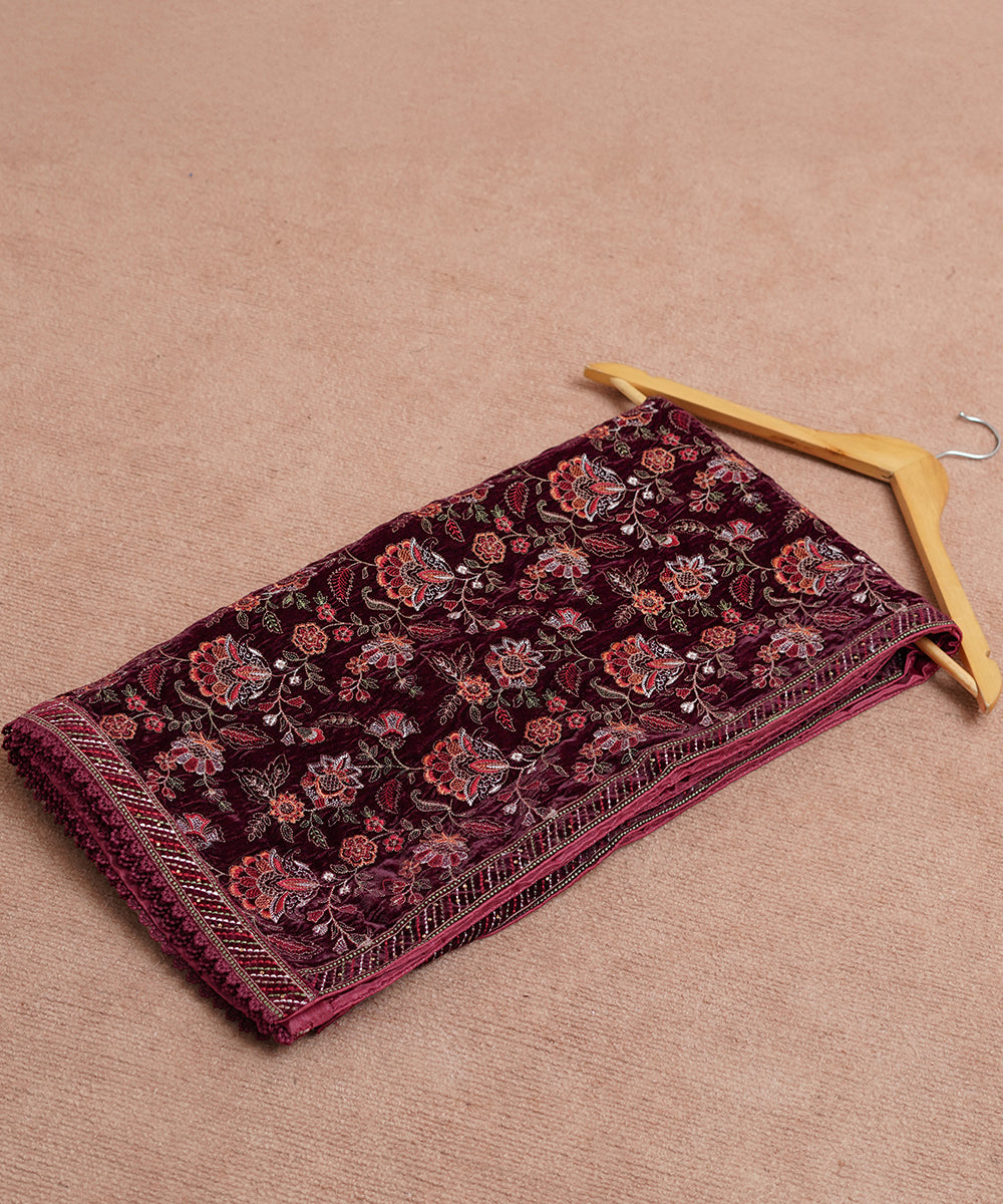 Women Embroidered Velvet Shawl | SHV-783