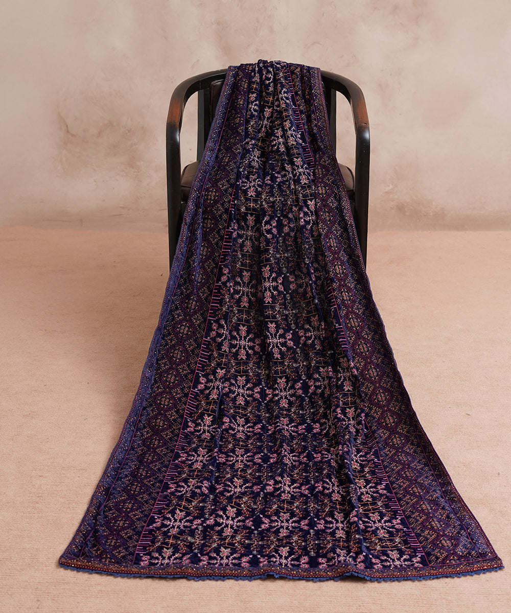 Women Embroidered Velvet Shawl | SHV-787