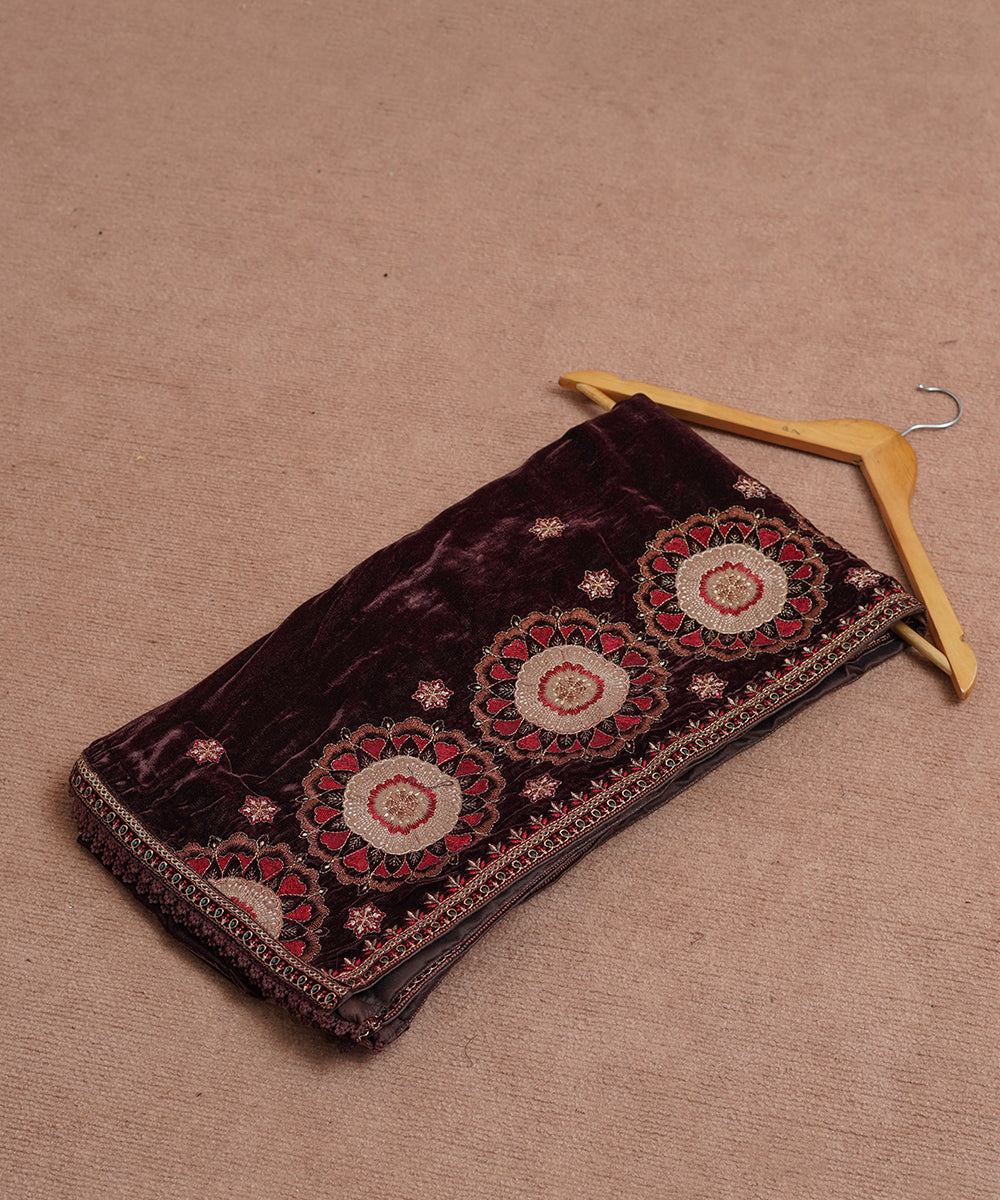 Women Embroidered Velvet Shawl | SHV-790