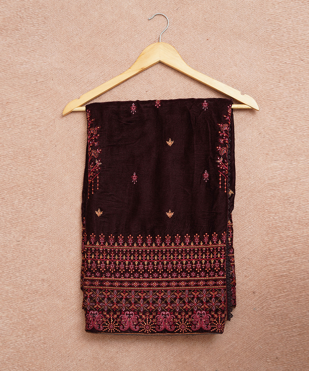 Women Embroidered Velvet Shawl | SHV-788