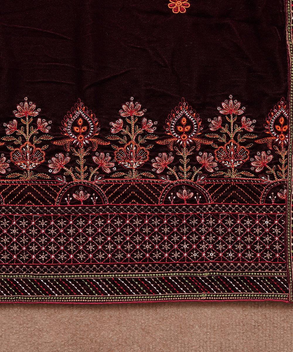 Women Embroidered Velvet Shawl | SHV-784