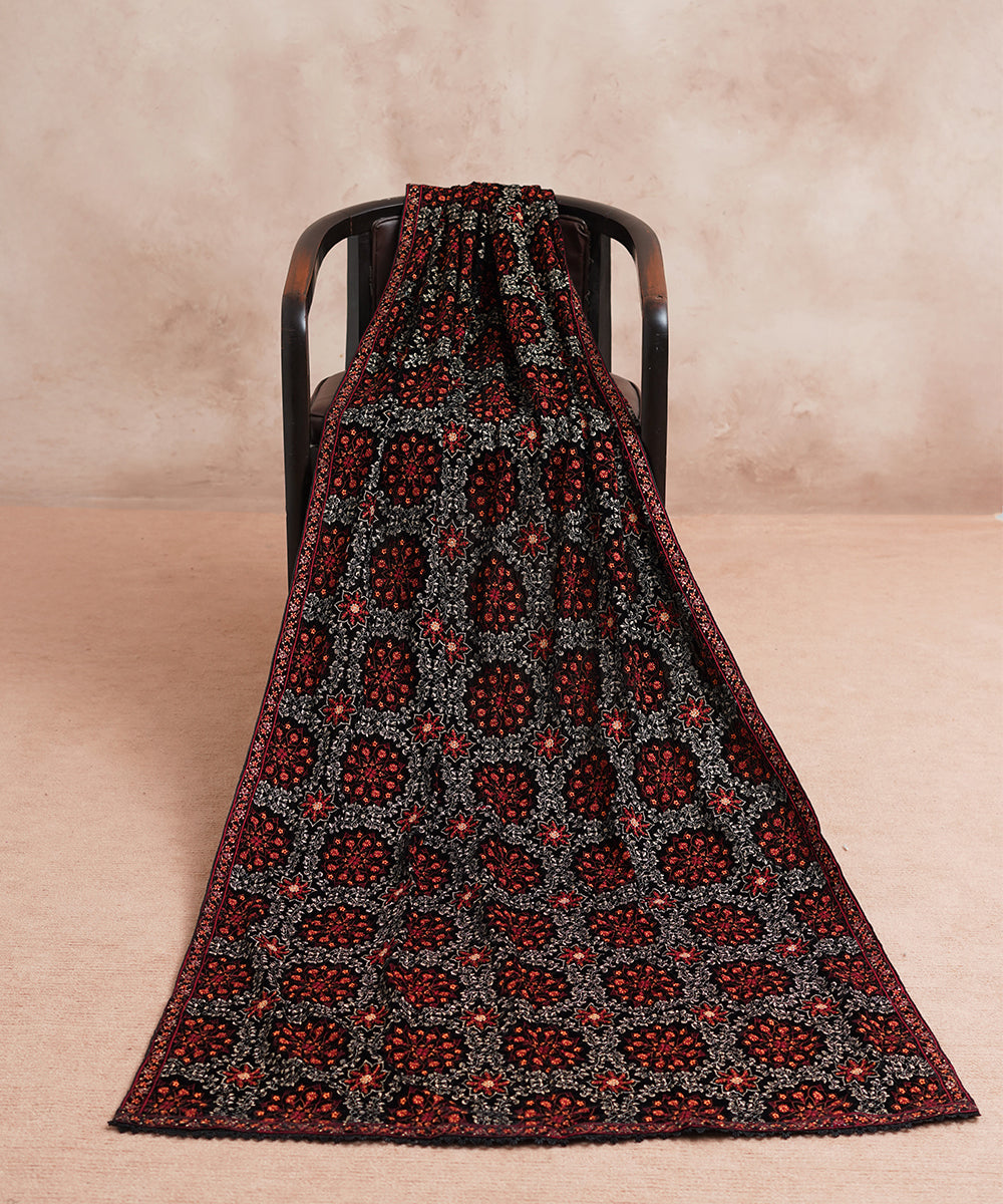 Women Embroidered Velvet Shawl | SHV-789