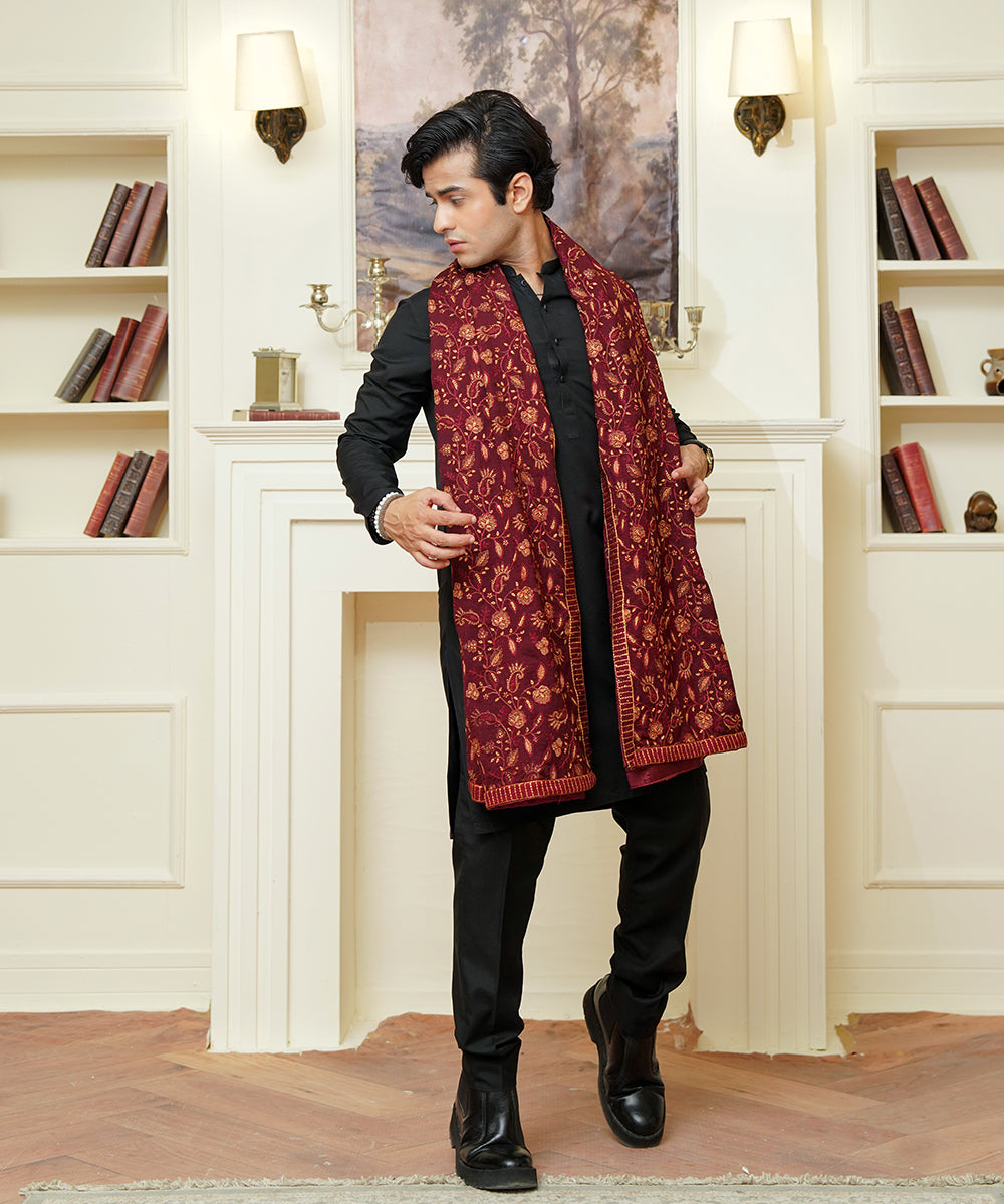 Unisex Embroidered Karandi Shawl | SHK-815