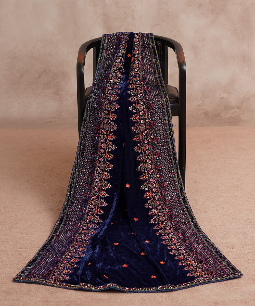Women Embroidered Velvet Shawl | SHV-784