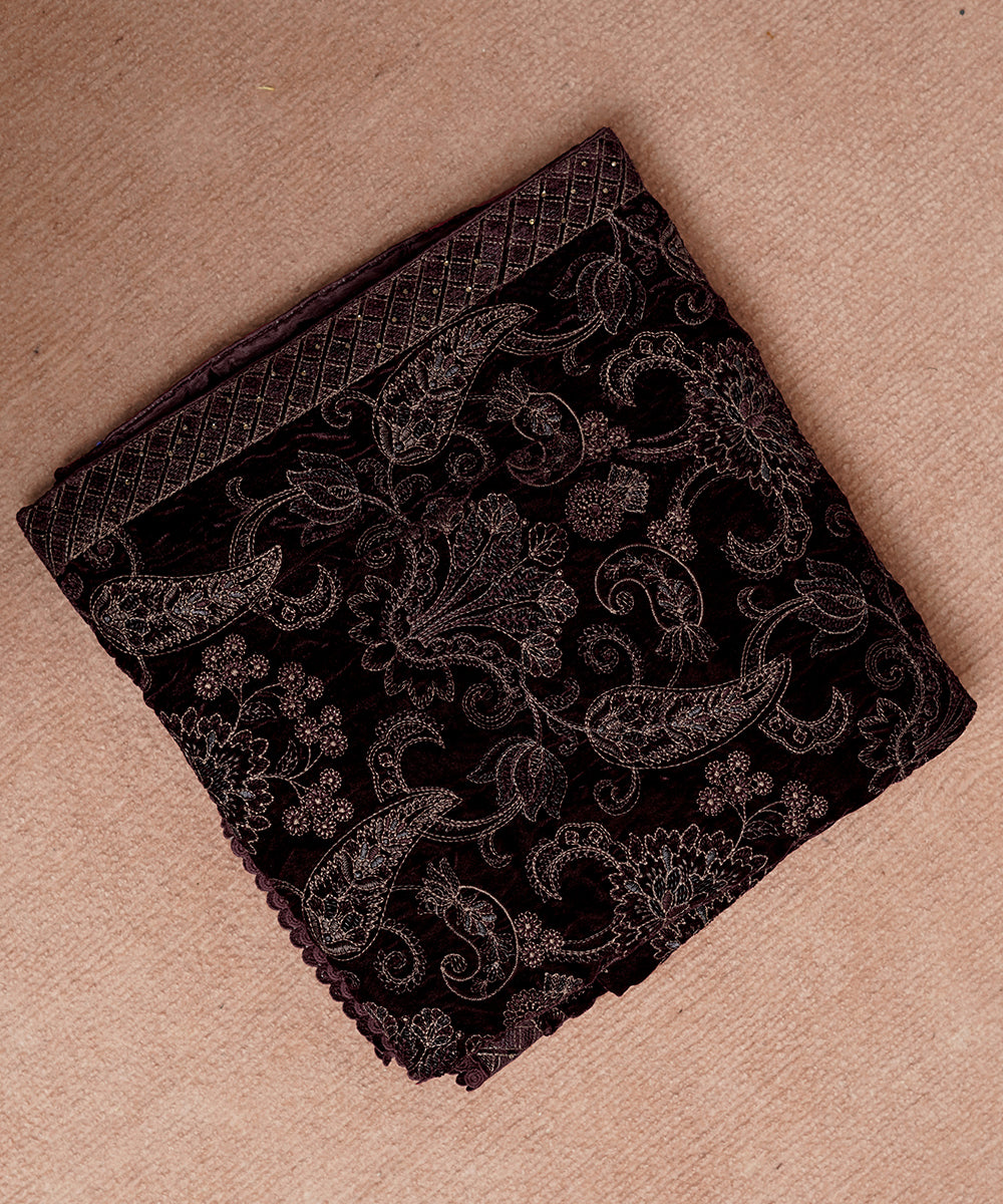 Women Embroidered Velvet Shawl | SHV-779