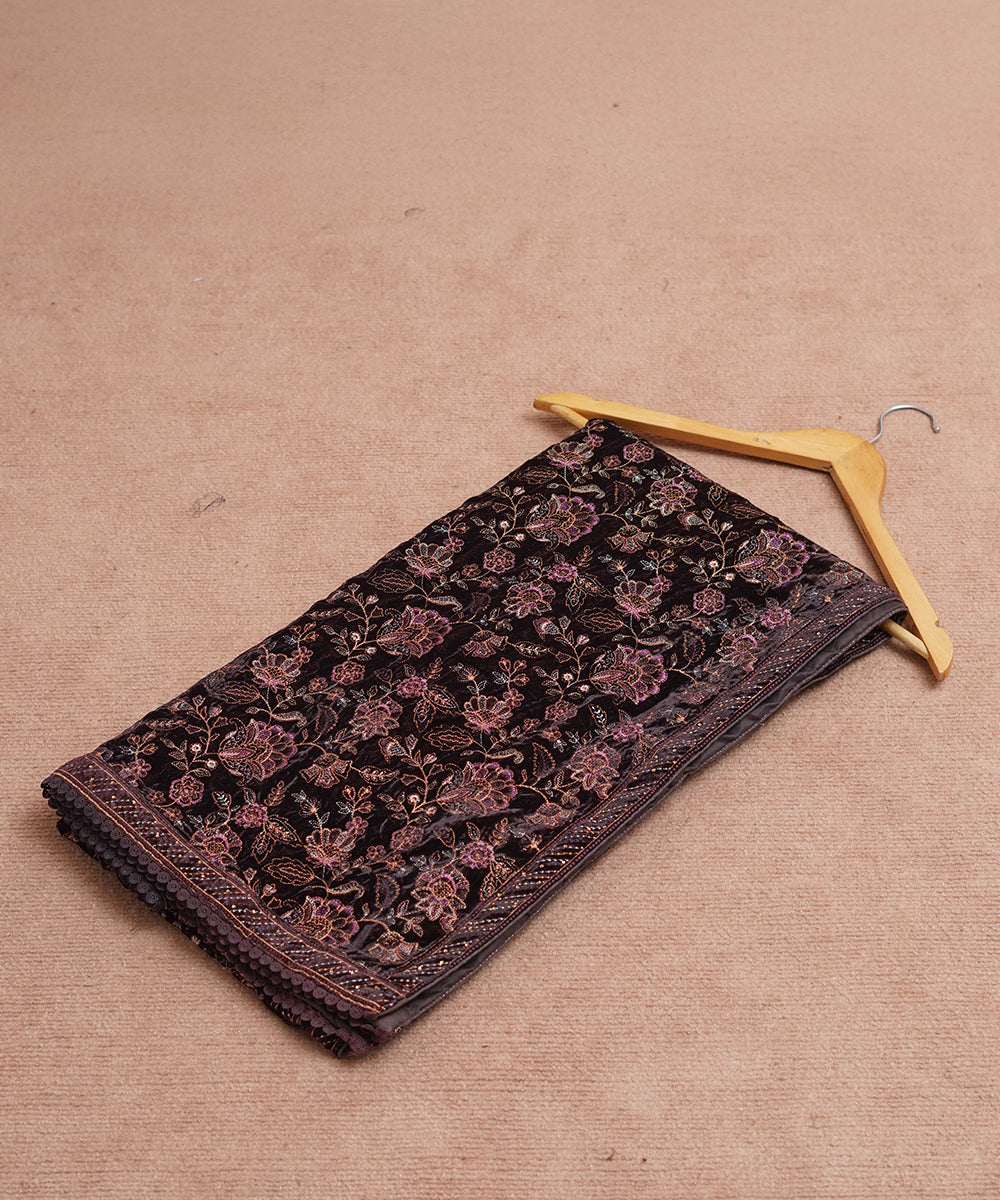 Women Embroidered Velvet Shawl | SHV-783