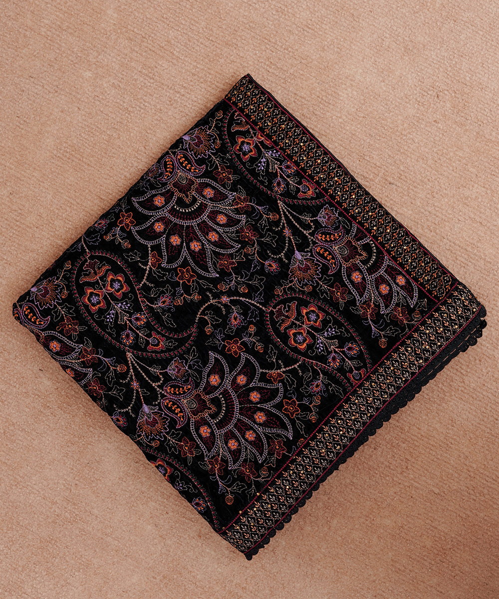 Women Embroidered Velvet Shawl | SHV-786