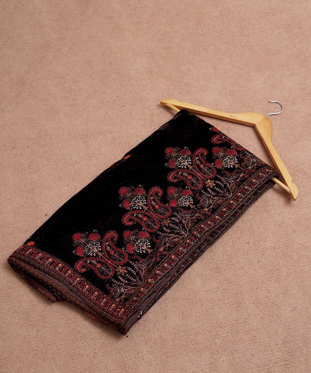 Women Embroidered Velvet Shawl | SHV-781
