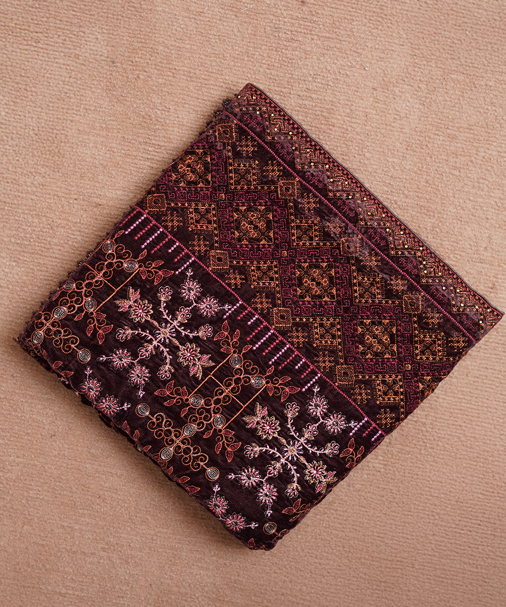 Women Embroidered Velvet Shawl | SHV-787