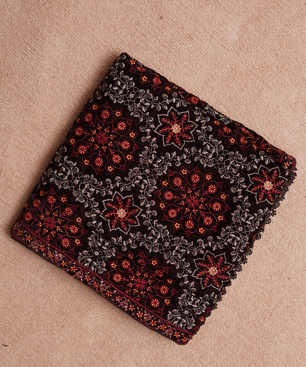 Women Embroidered Velvet Shawl | SHV-789