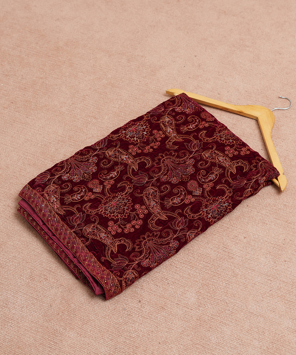 Women Embroidered Velvet Shawl | SHV-779
