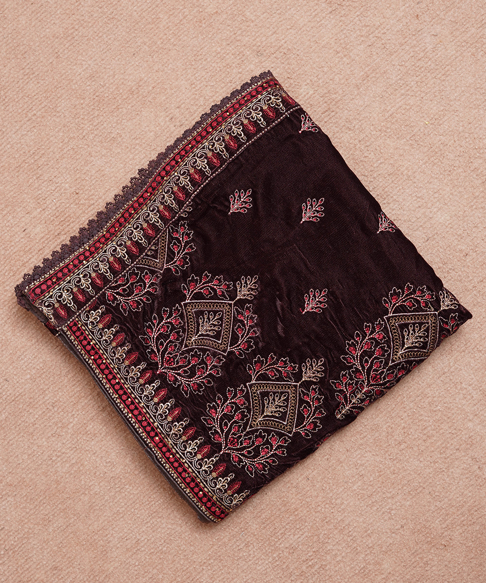 Women Embroidered Velvet Shawl | SHV-798