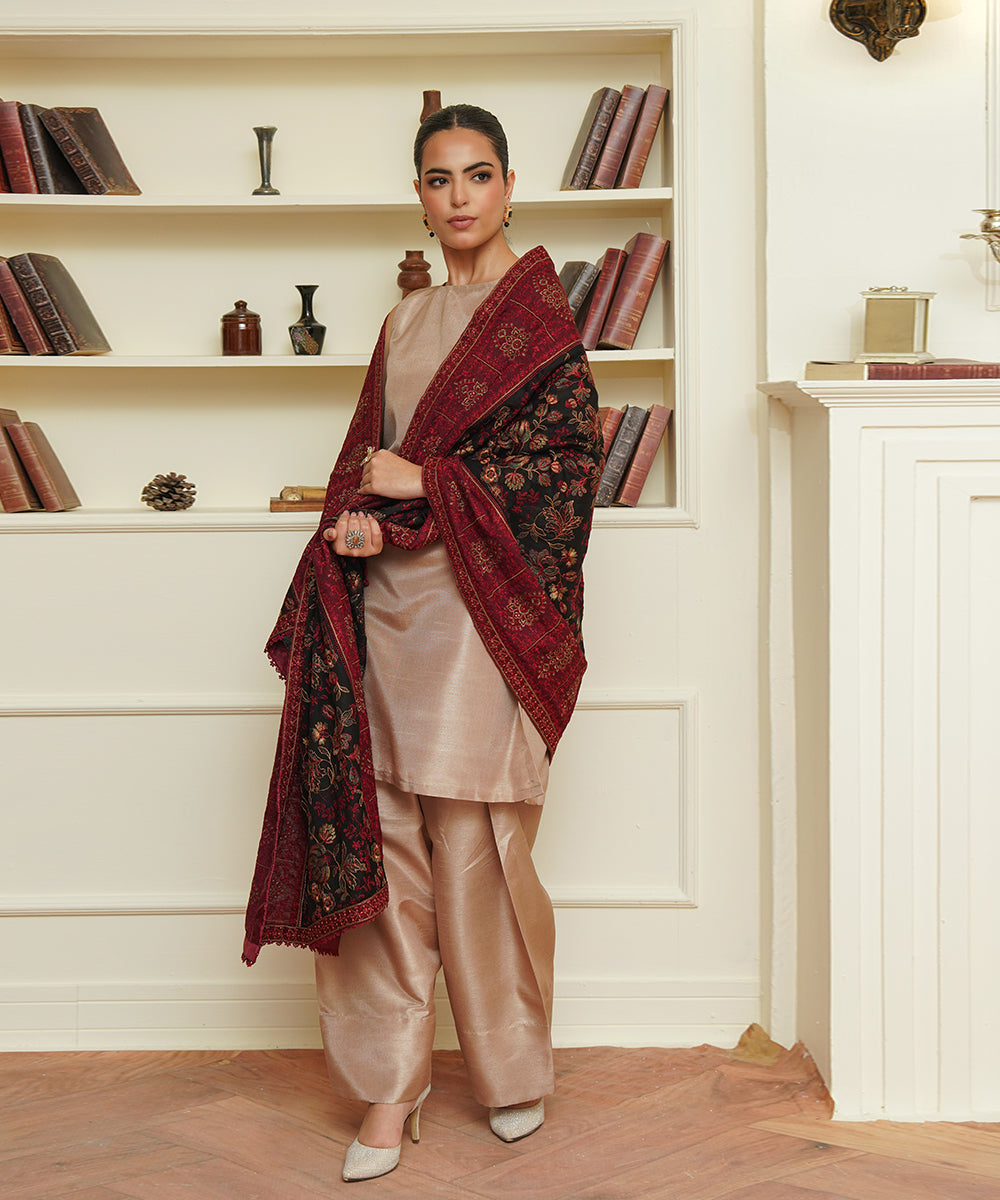Women Embroidered Karandi Shawl | SHK-806