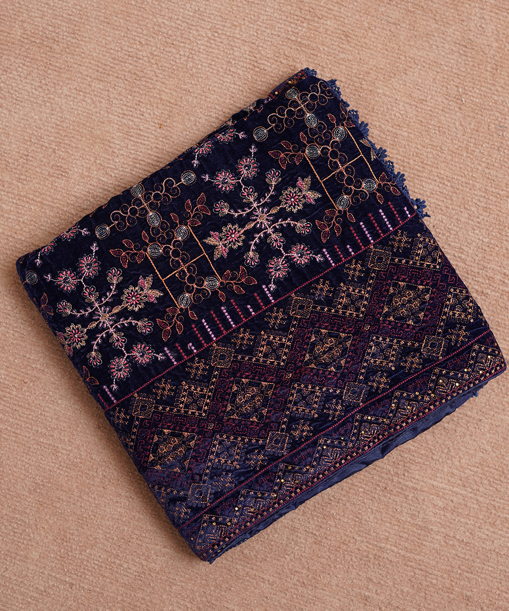 Women Embroidered Velvet Shawl | SHV-787