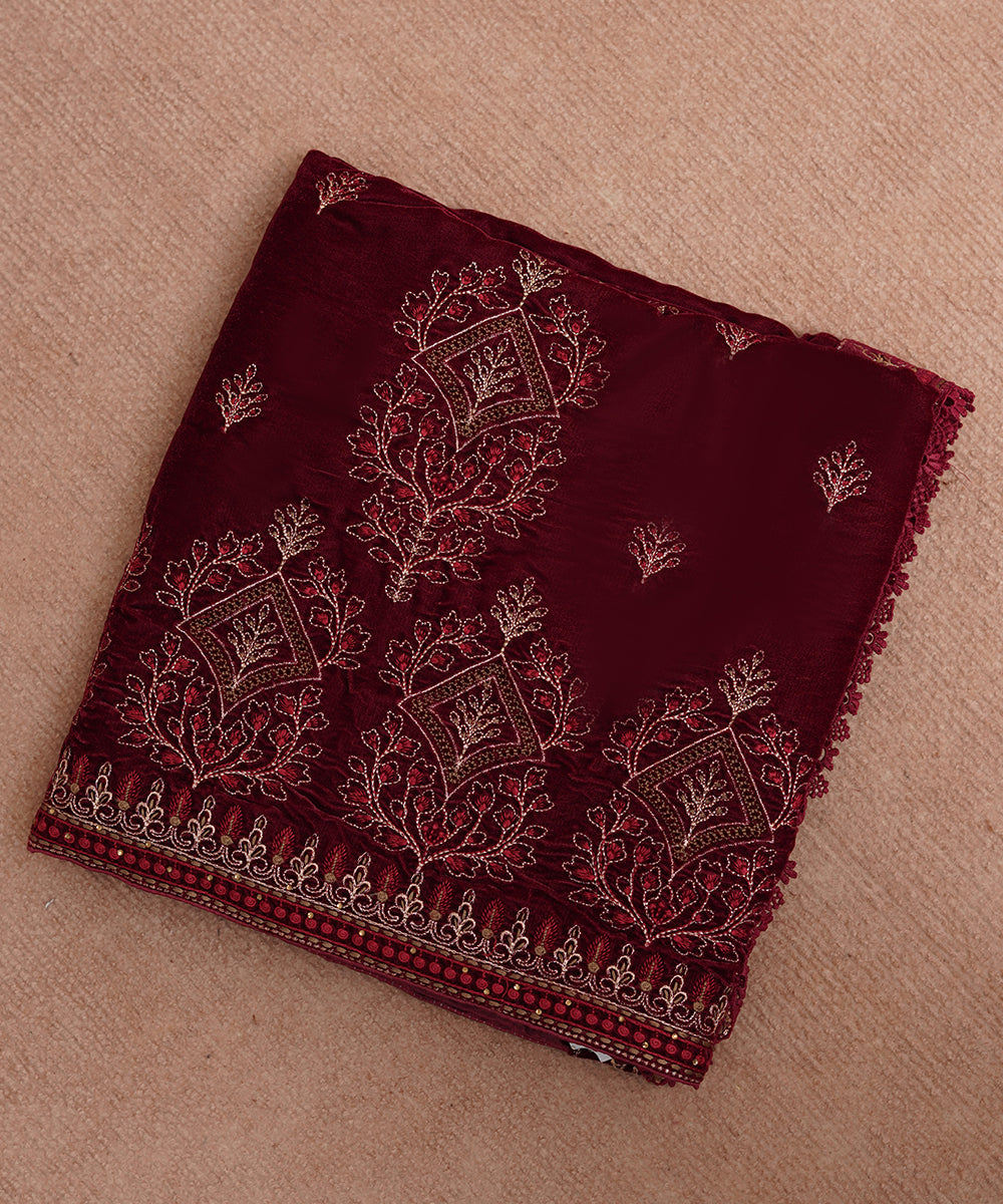 Women Embroidered Velvet Shawl | SHV-798