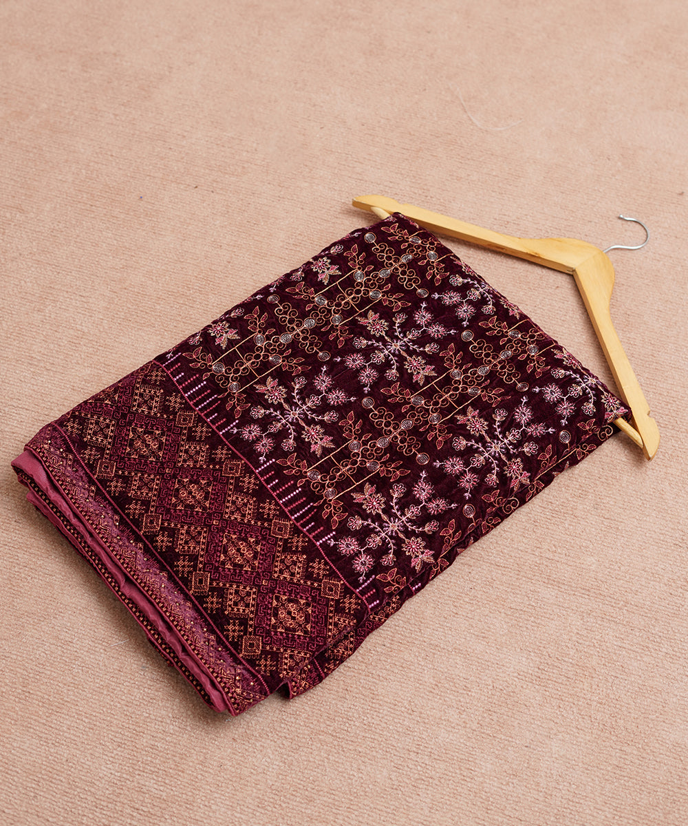 Women Embroidered Velvet Shawl | SHV-787