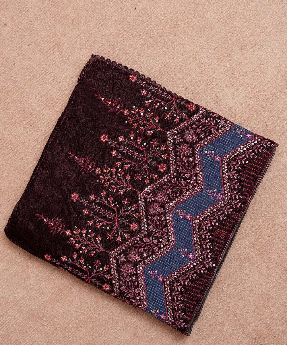 Women Embroidered Velvet Shawl | SHV-782