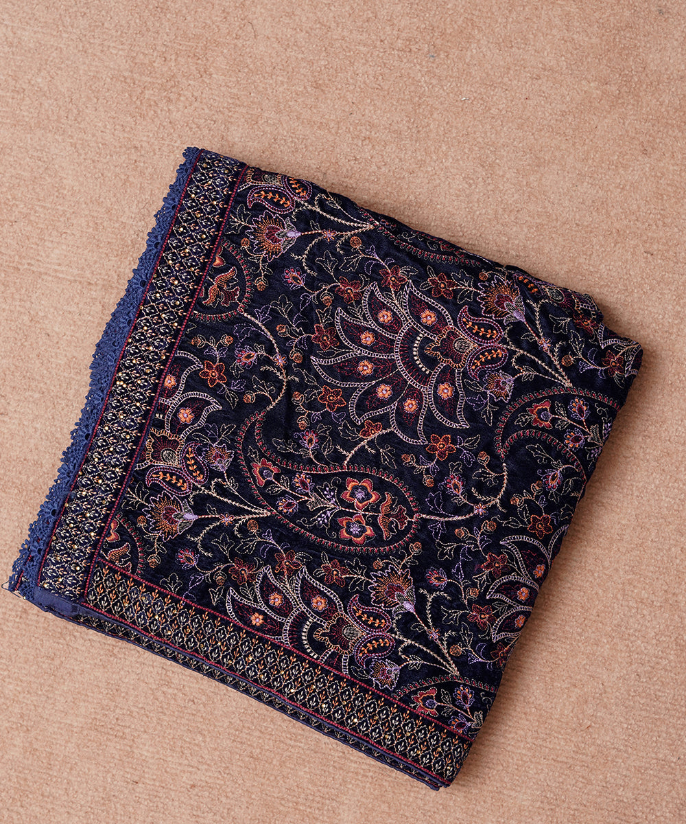 Women Embroidered Velvet Shawl | SHV-786