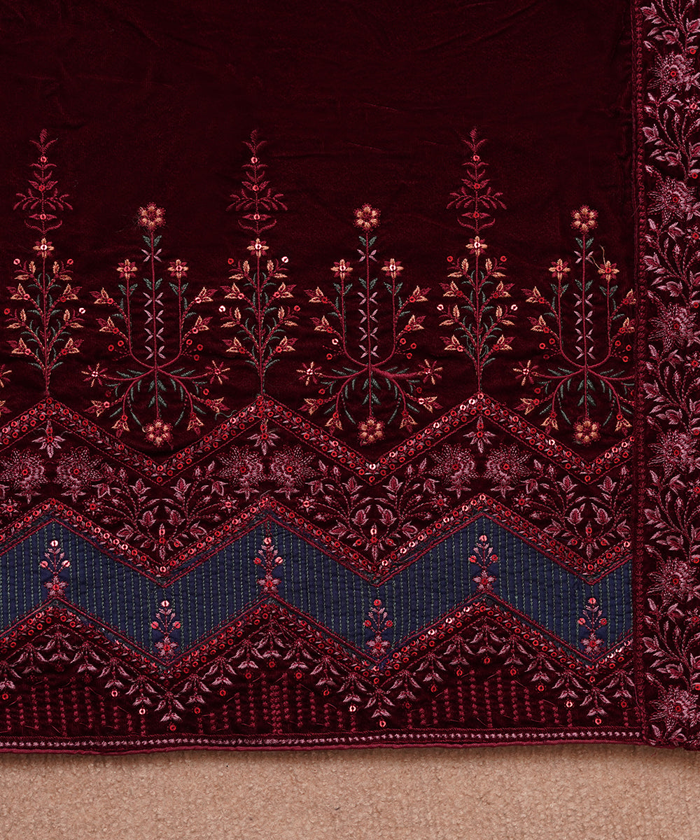 Women Embroidered Velvet Shawl | SHV-782