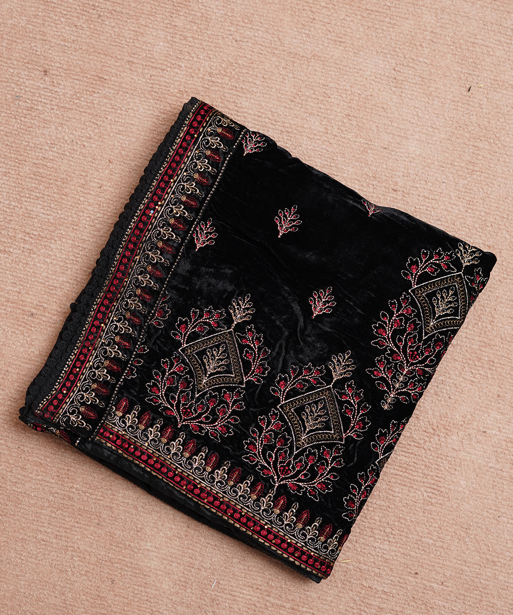 Women Embroidered Velvet Shawl | SHV-798