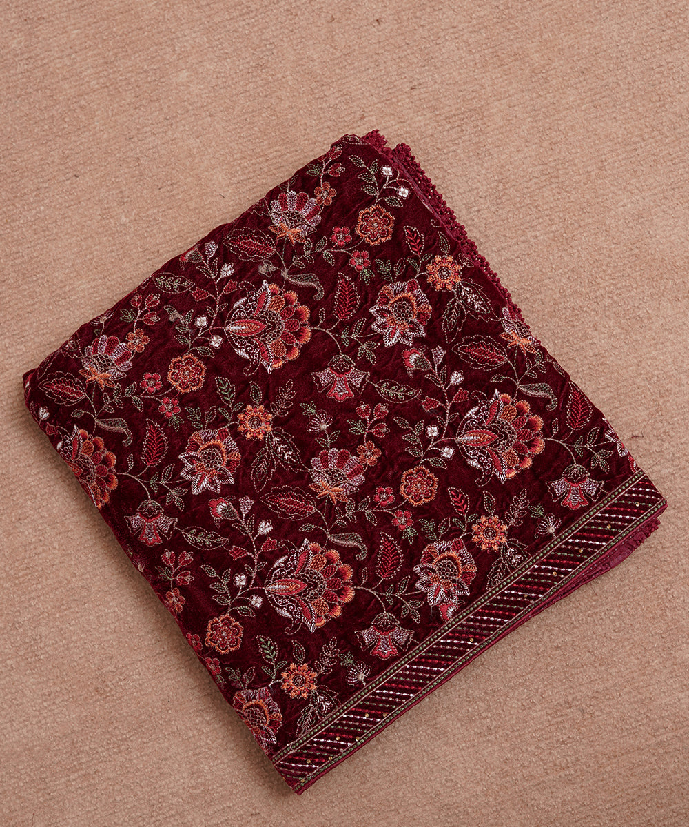 Women Embroidered Velvet Shawl | SHV-783