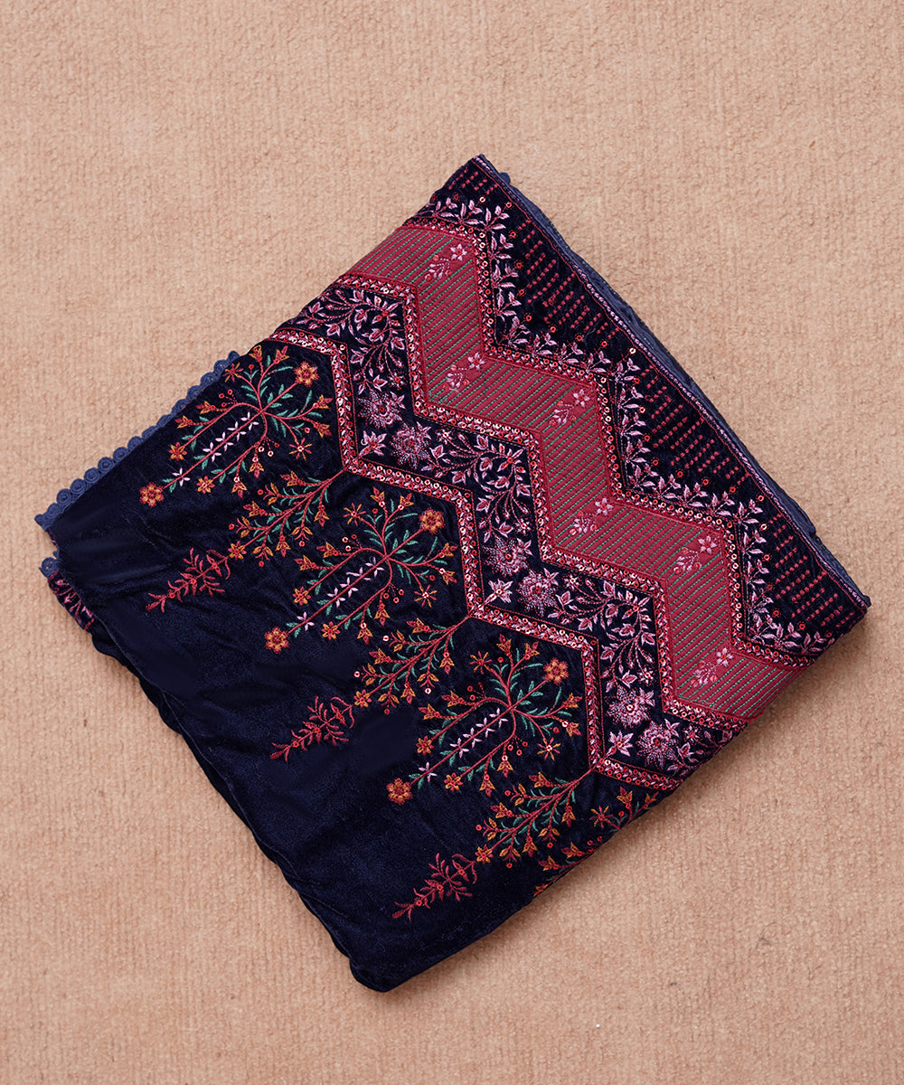 Women Embroidered Velvet Shawl | SHV-782