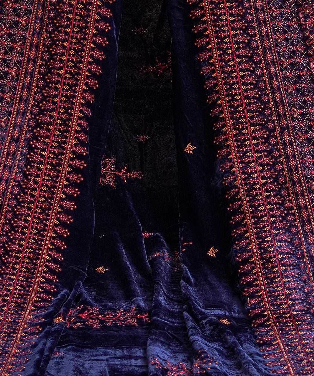 Women Embroidered Velvet Shawl | SHV-788