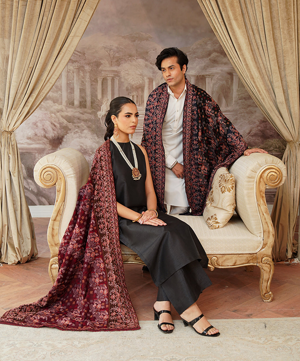 Unisex Embroidered Karandi Shawl | SHK-802