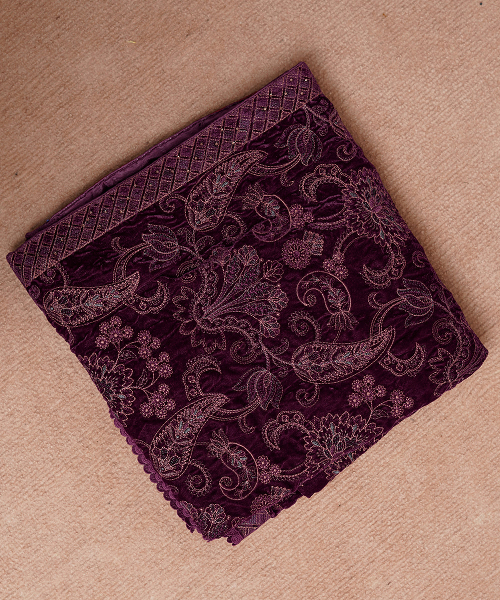 Women Embroidered Velvet Shawl | SHV-779