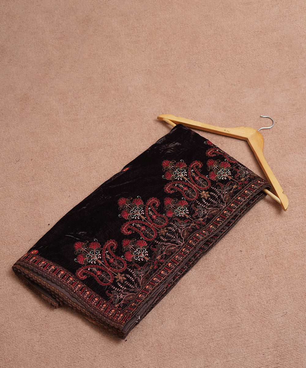 Women Embroidered Velvet Shawl | SHV-781