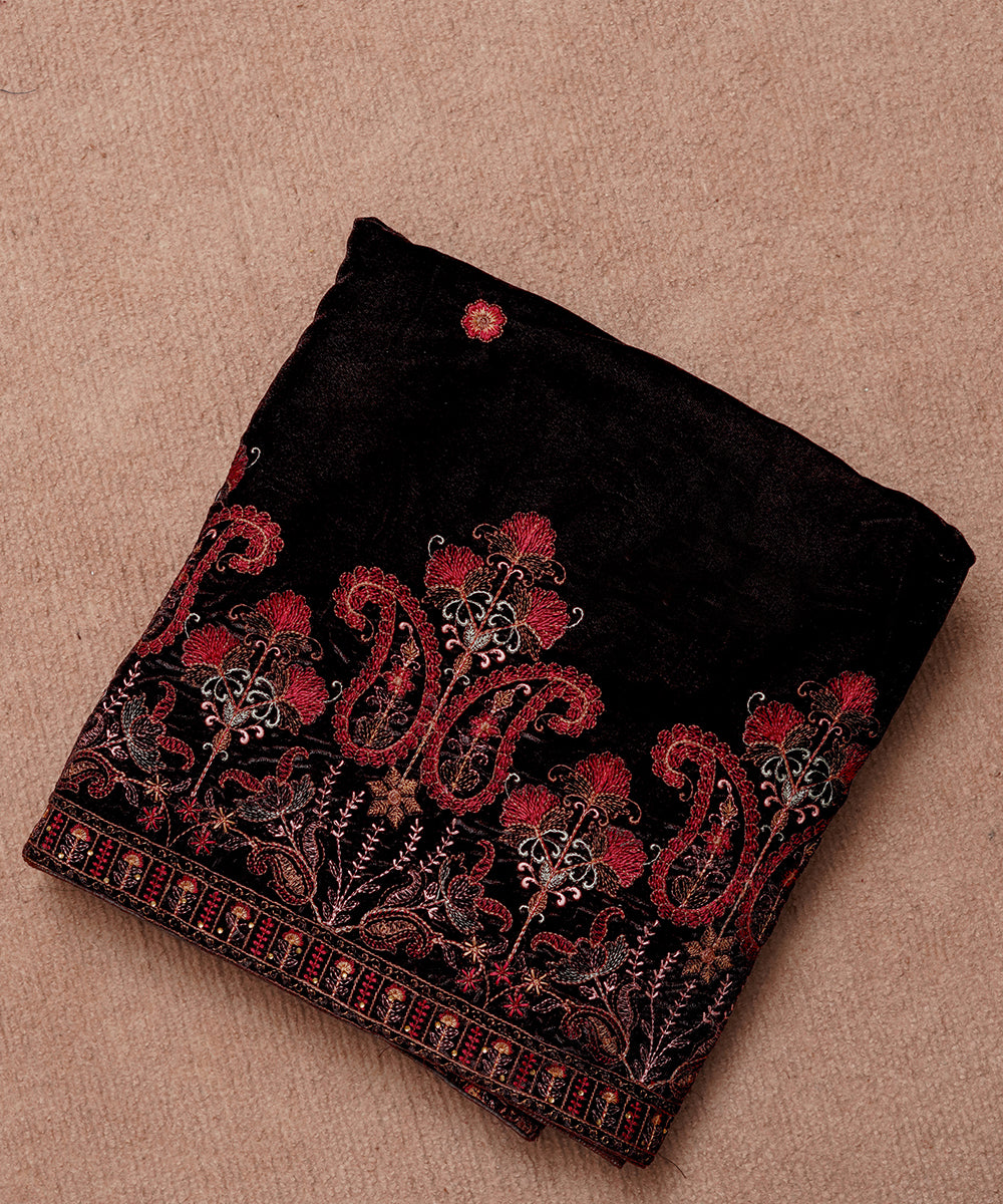 Women Embroidered Velvet Shawl | SHV-781