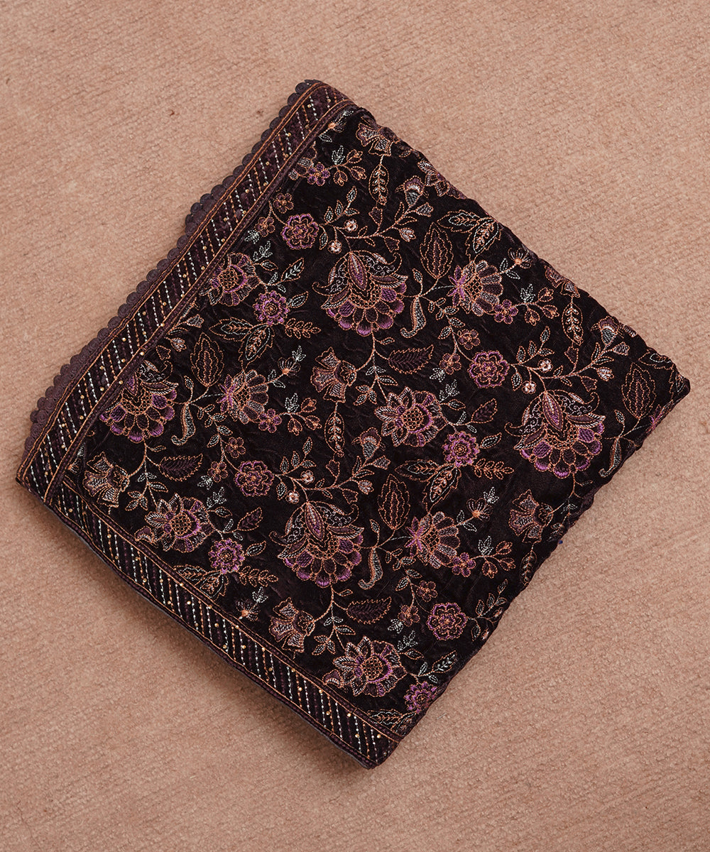 Women Embroidered Velvet Shawl | SHV-783