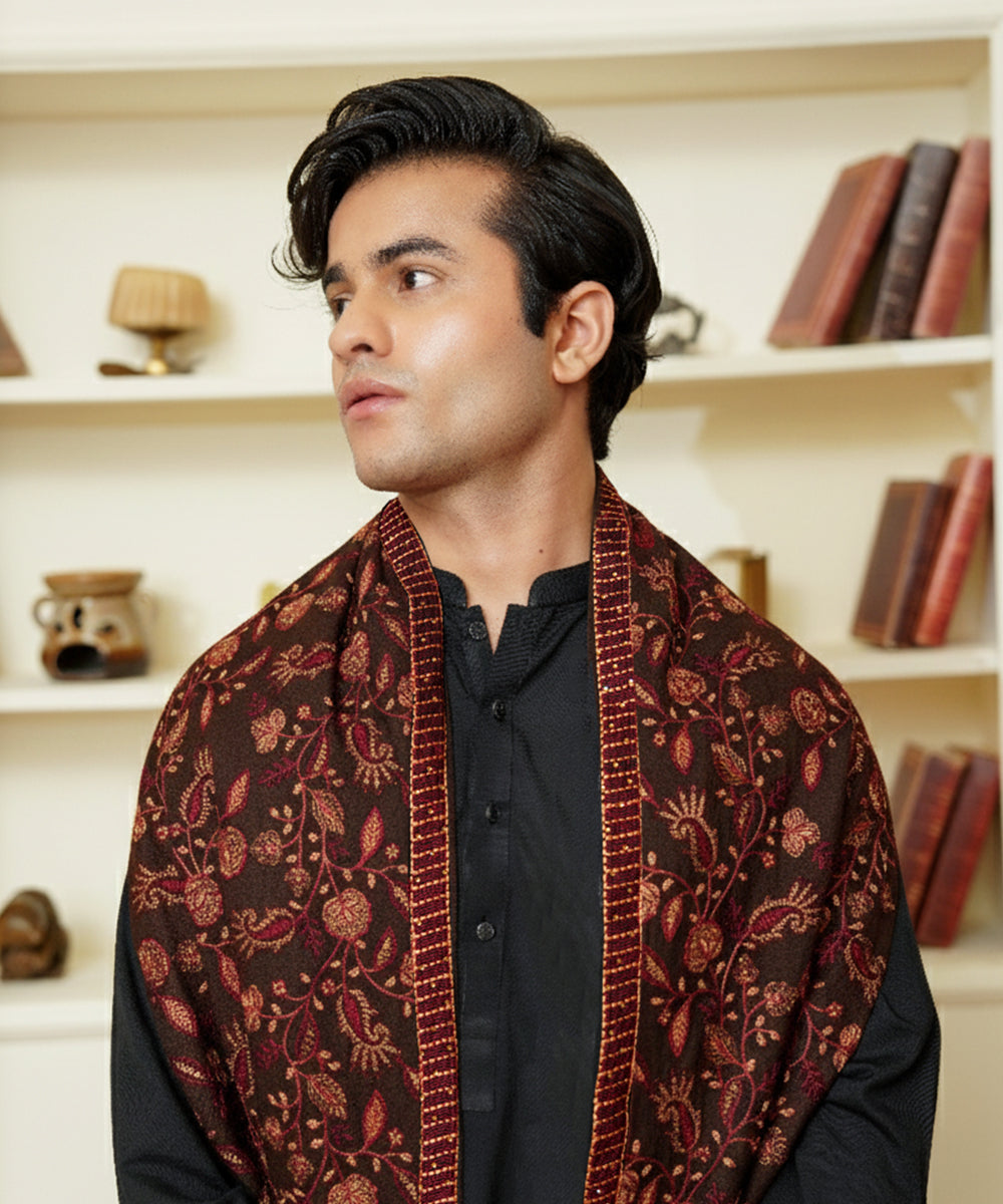 Unisex Embroidered Karandi Shawl | SHK-815