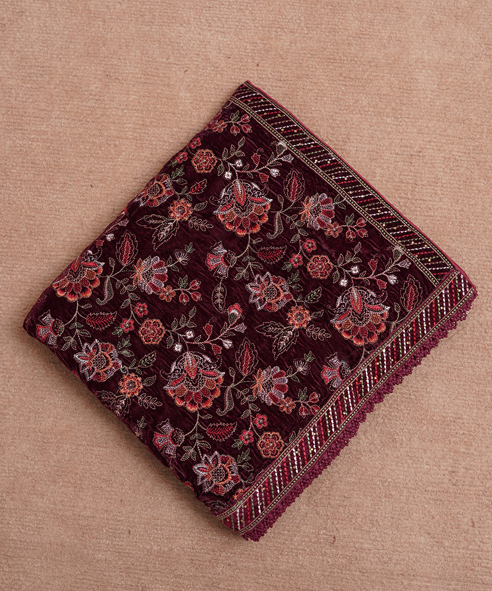 Women Embroidered Velvet Shawl | SHV-783