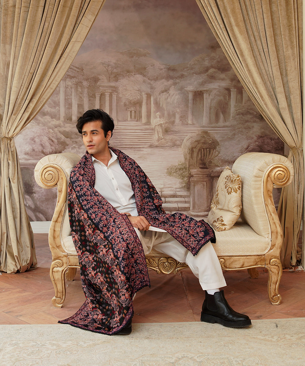 Unisex Embroidered Karandi Shawl | SHK-802