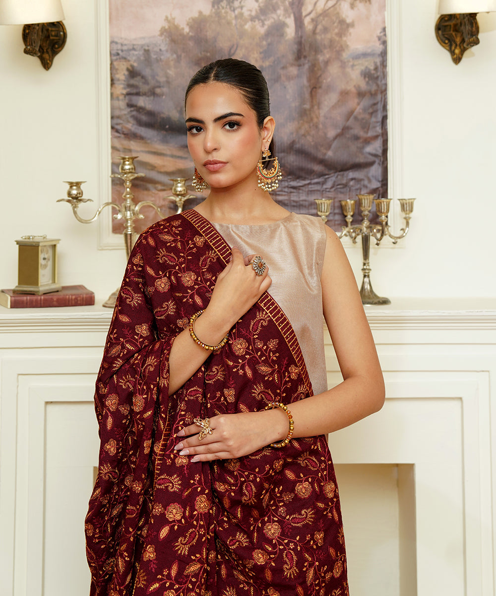 Unisex Embroidered Karandi Shawl | SHK-815