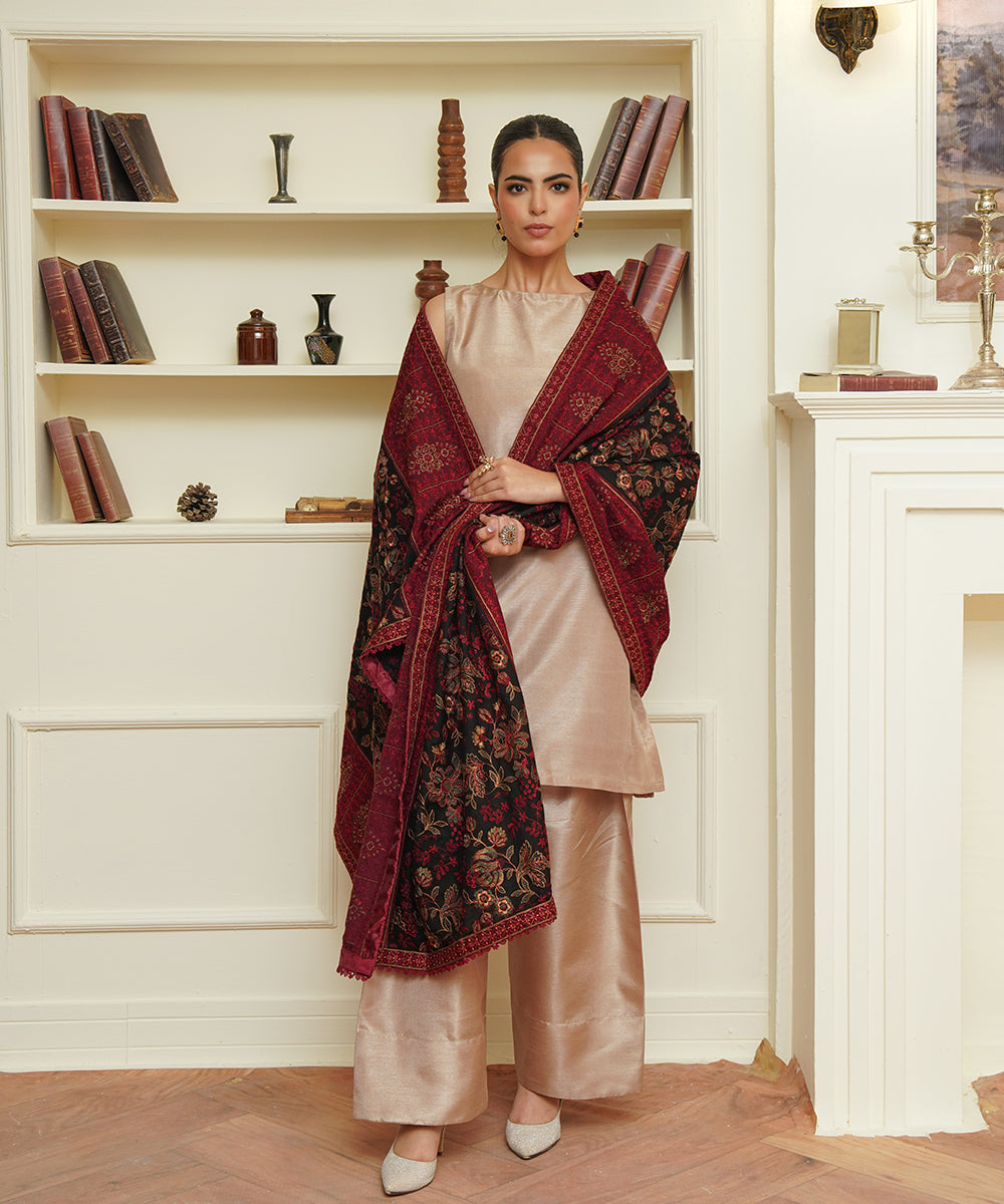 Women Embroidered Karandi Shawl | SHK-806