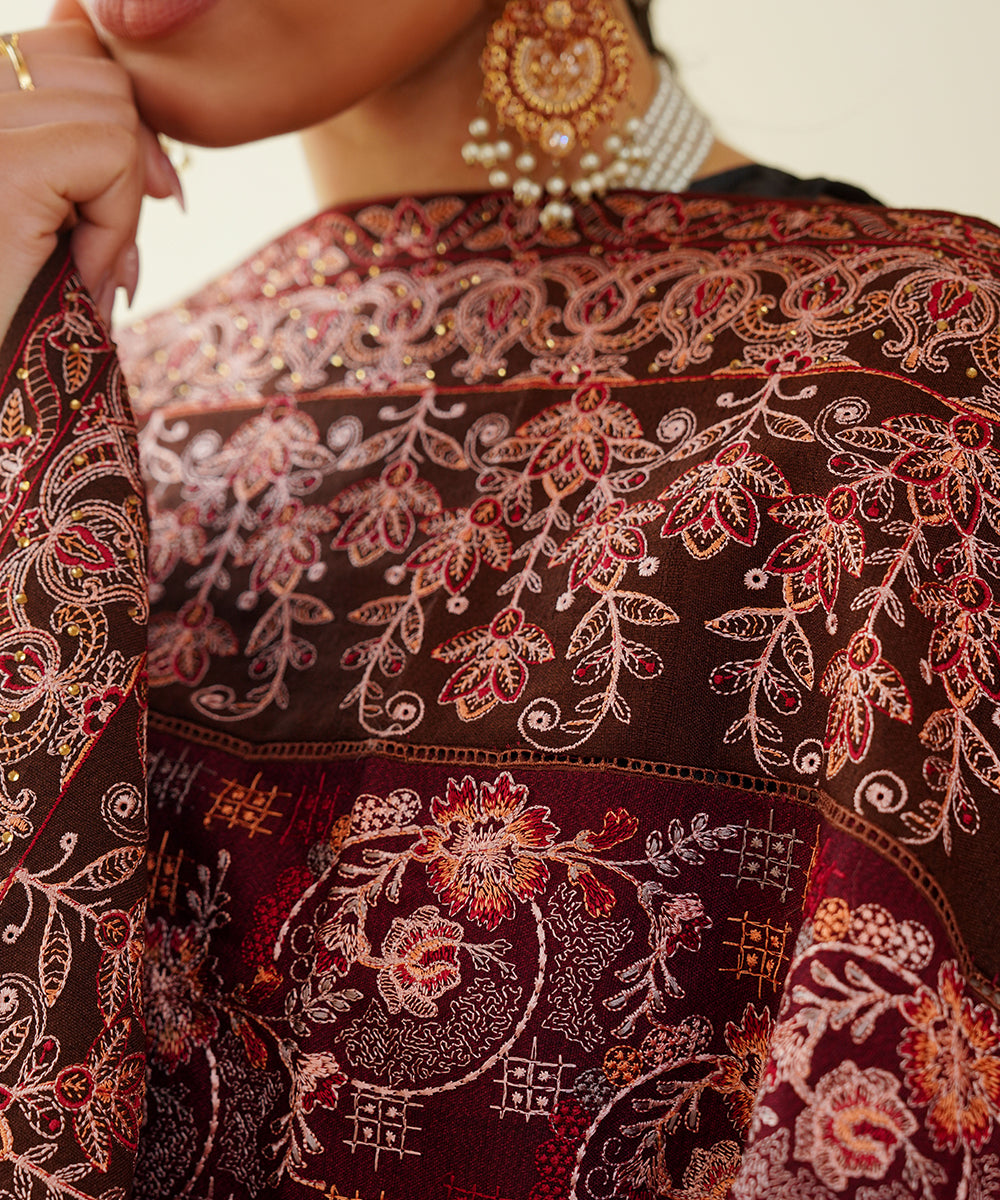 Unisex Embroidered Karandi Shawl | SHK-802