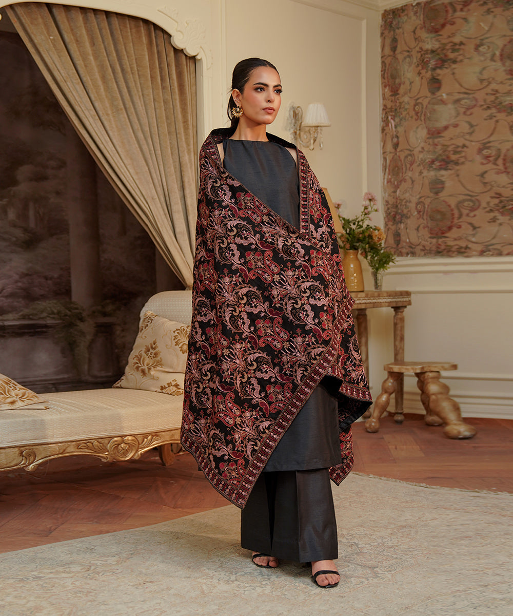 Unisex Embroidered Karandi Shawl | SHK-780