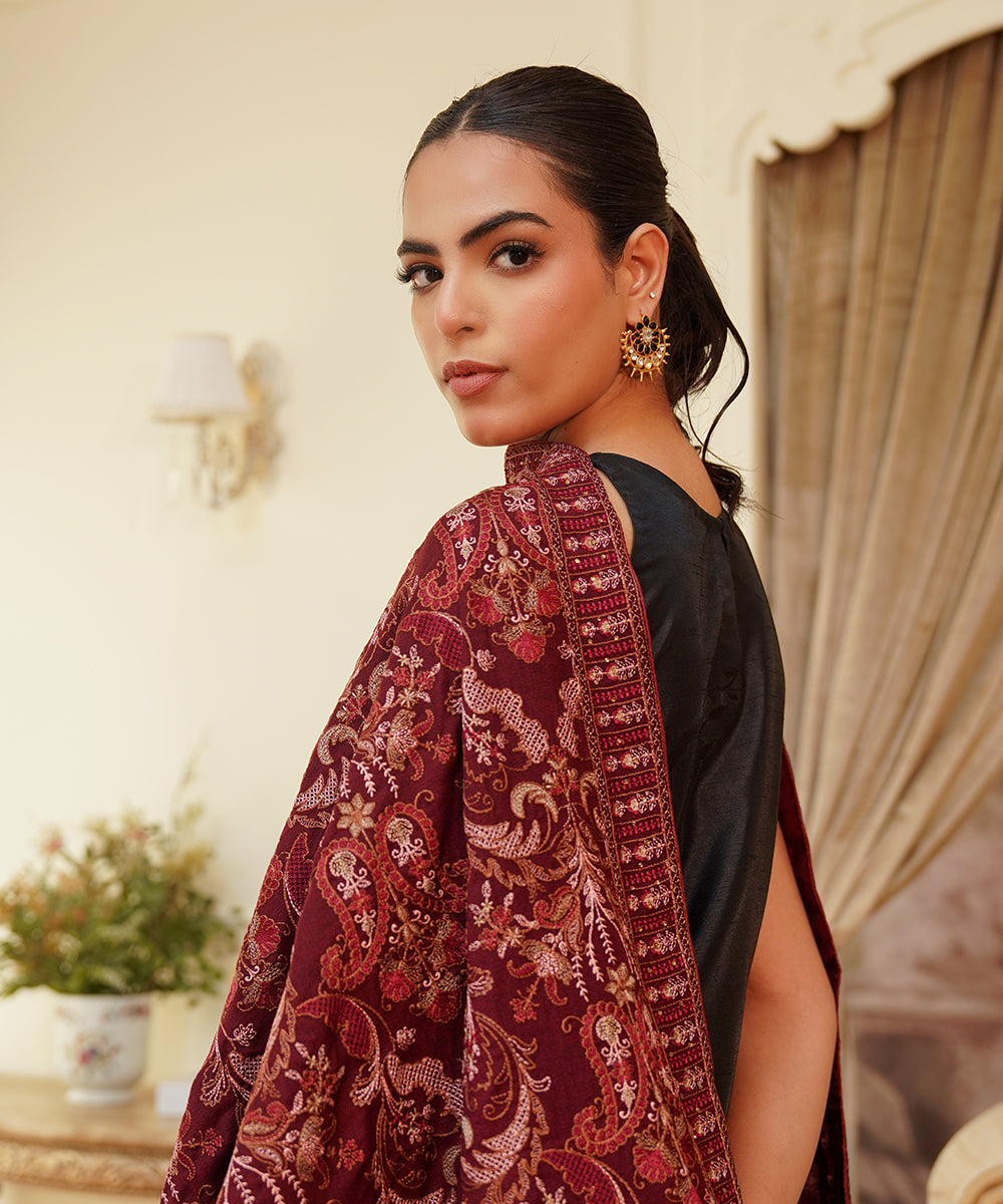 Unisex Embroidered Karandi Shawl | SHK-780