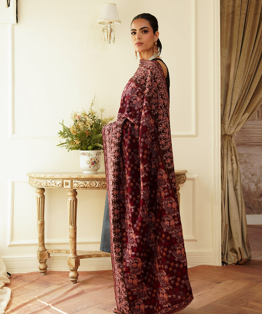 Unisex Embroidered Karandi Shawl | SHK-802