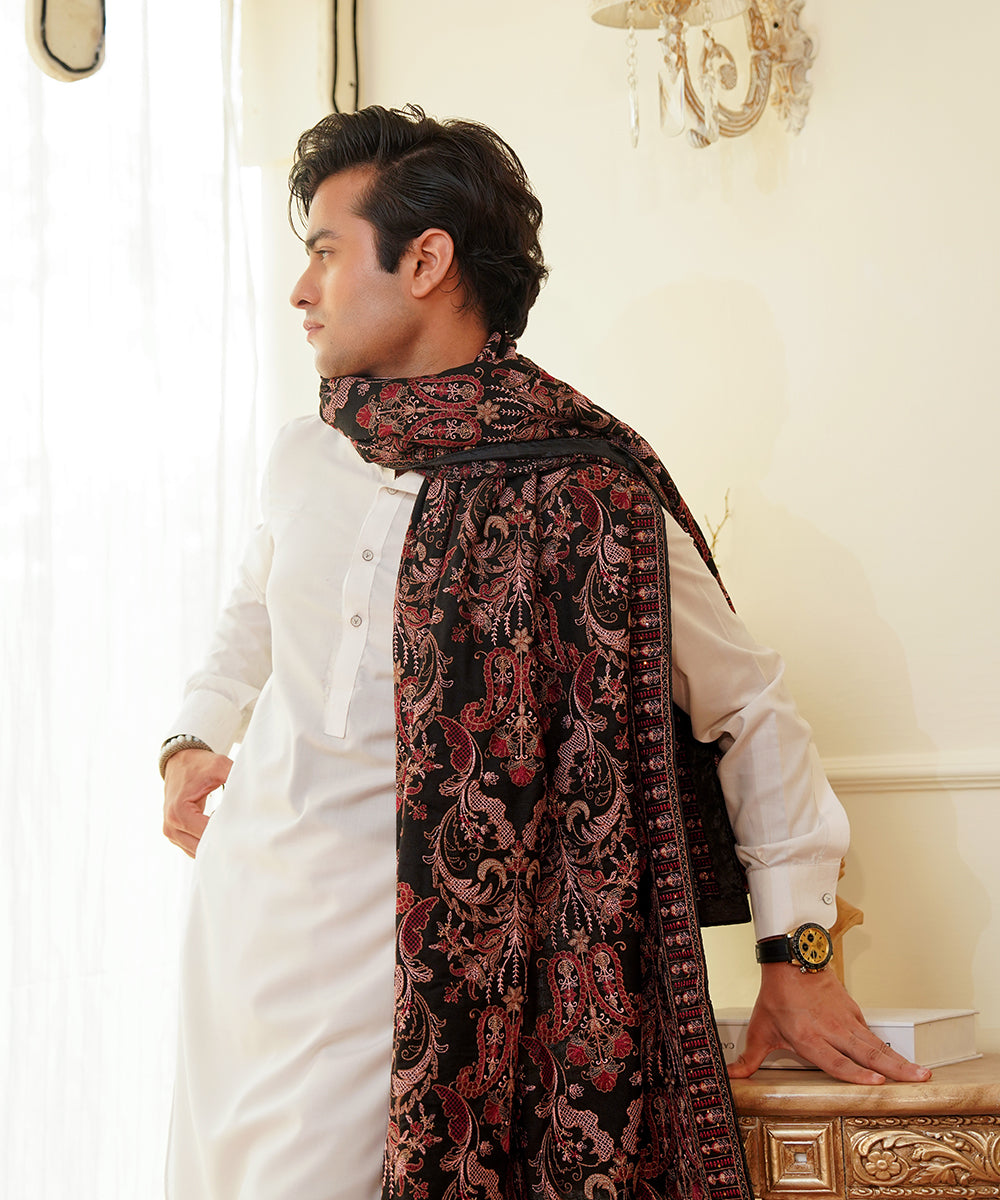 Unisex Embroidered Karandi Shawl | SHK-780