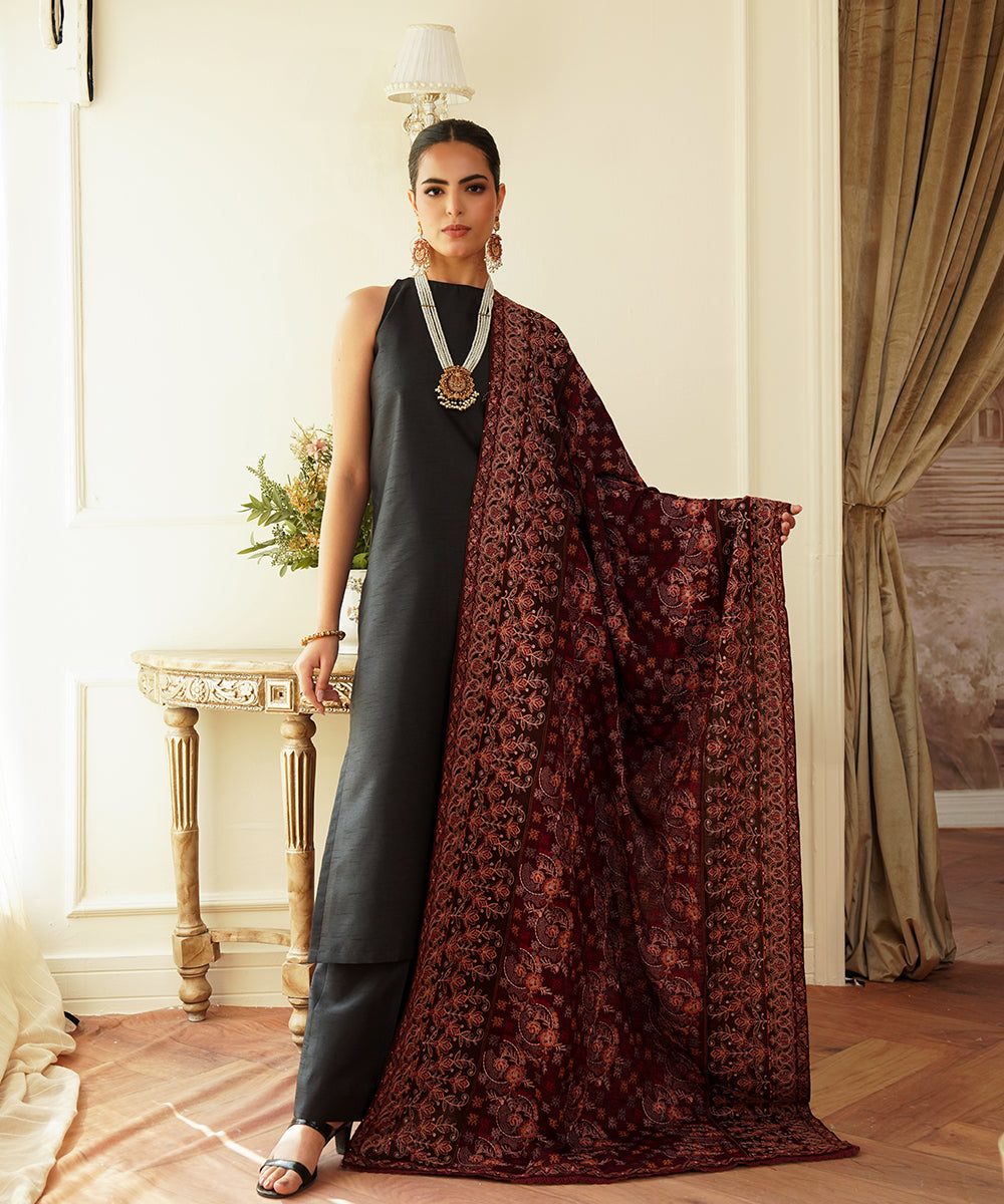Unisex Embroidered Karandi Shawl | SHK-802