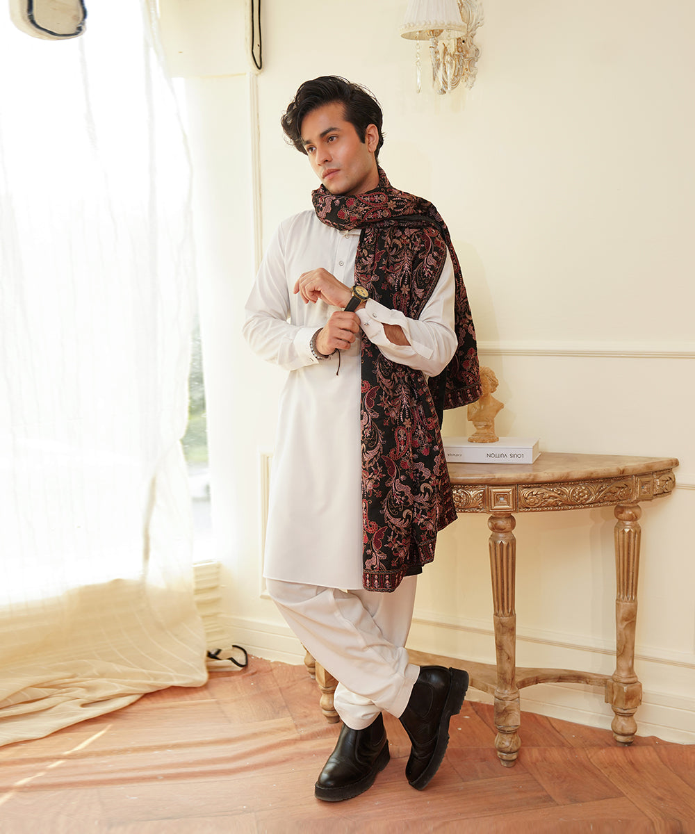Unisex Embroidered Karandi Shawl | SHK-780