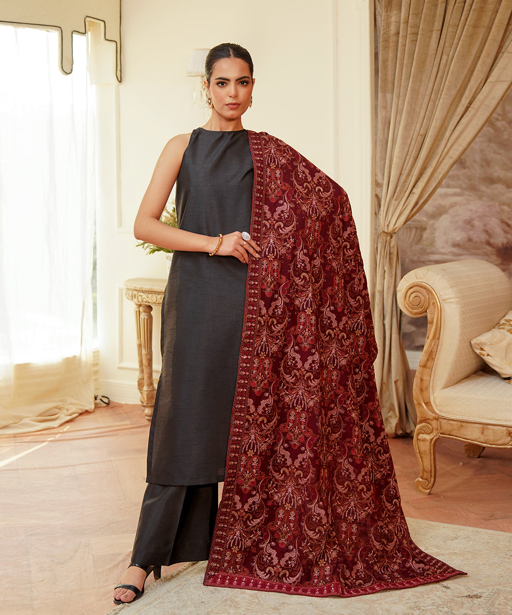 Unisex Embroidered Karandi Shawl | SHK-780
