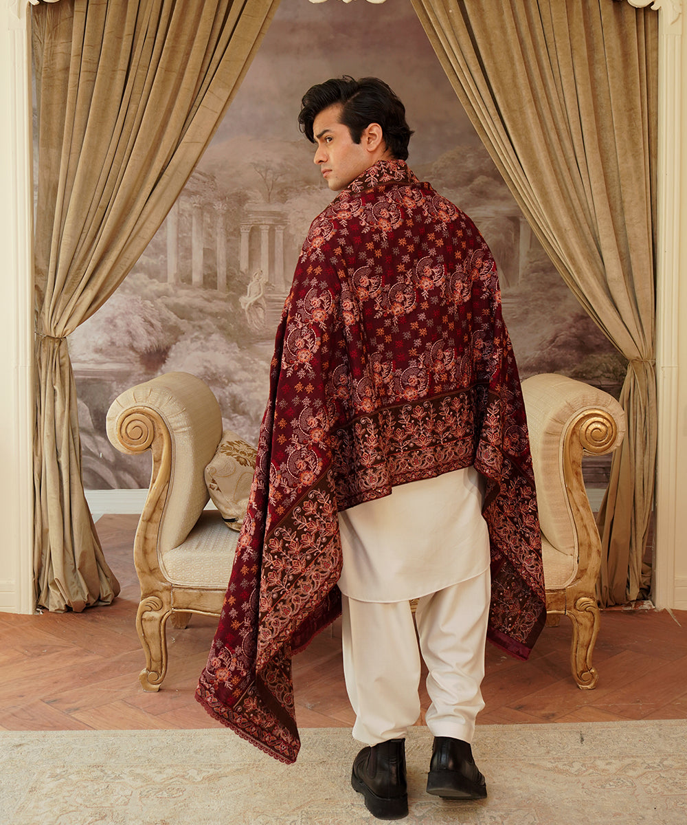 Unisex Embroidered Karandi Shawl | SHK-802